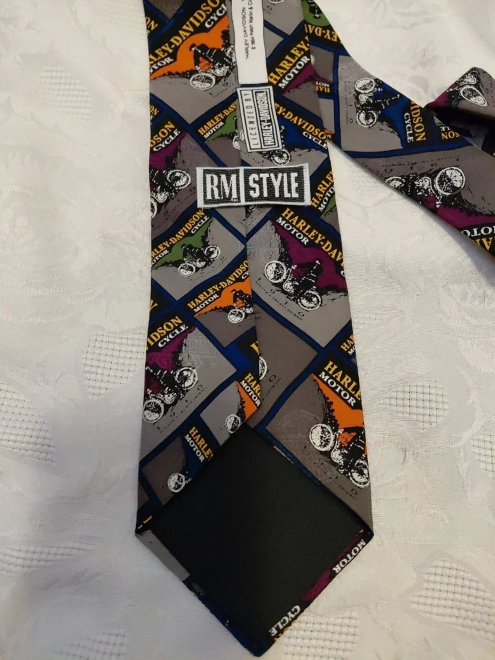 Harley Davidson Motorcycle Necktie 1994 Vintage Ralph Marlin RM Style Silk